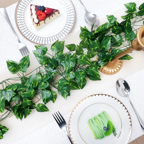 CEWOR 36 Pack 252ft Artificial Ivy Greenery Garland, Fake Vines Hanging Plants Backdrop for Room Bedroom Wall Decor, Green Leaves for Jungle Theme Party Wedding Decoration - size: D-36pcs of Vines with 0 LED lights