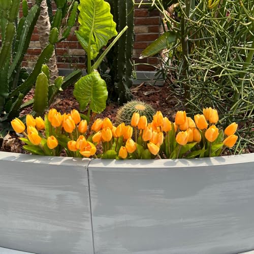 Artificial Fake Flowers Tulip for Outdoor Decoration,UV Resistant Faux Plastic Fabric Greenery Shrubs Plants Fake Flowers Hanging Planter Kitchen Home Garden Wedding Decor (Yellow) - color: Yellow