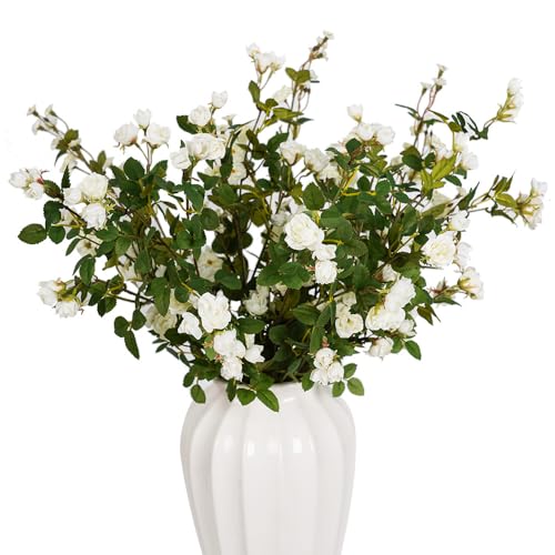 Melorca&Guilla Artificial Flowers Fake Flowers,6PCS 29" Artificial Rose for Vase, Long Stems White Artificial Flowers Faux Flower Arrangements for Shop Garden Office Home Décor(6, White Rose) - color: White Rose