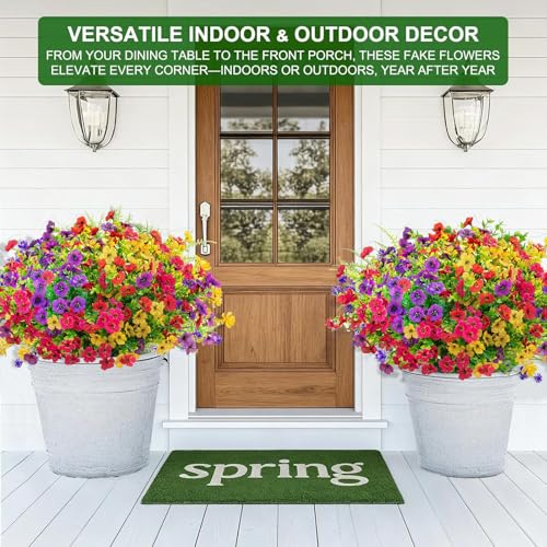 Artificial Flowers 12 Bundles, Faux Daisy and Eucalyptus Greenery Stems for Outdoor Indoor Decor - Fake Plants for Home, Garden, Patio, Porch Decoration - color: Mix