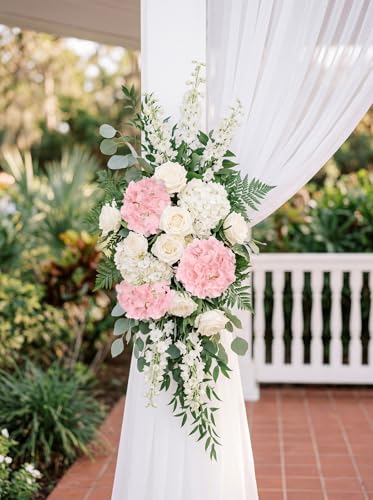 IPOPU Pink Real Touch Hydrangeas Artificial Flowers 6PCS Realistic Faux Hydrangea Flowers 12'' Fake Hydrangeas with Stems for Wedding Centerpieces Bouquets Arrangements Baby Shower Party Home Decor - color: Baby Pink
