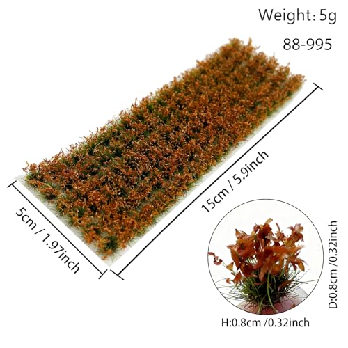 120 Pcs 8-Color Miniature Tea Garden Grass Tufts - Static Artificial Grass Plants for Diorama, Model Railway, Train Scene Decoration,Ages 14+ (0.8cm) (Golden) - color: Golden