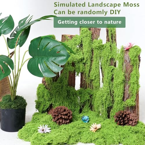 Fake Green Moss for Potted Plants, Artificial Moss, Preserved Moss for DIY Decorating Craft Art Potted Wedding Accessories Fairy Garden Accessories (500G) - size: 17.63oz/500g- Light Green