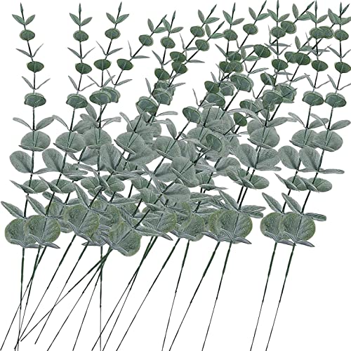 36pcs Eucalyptus Stems Artificial Eucalyptus Leaves Fake Greenery Branches Stems Faux Eucalyptuses Wedding Bouquet (Gteen) - color: Gteen