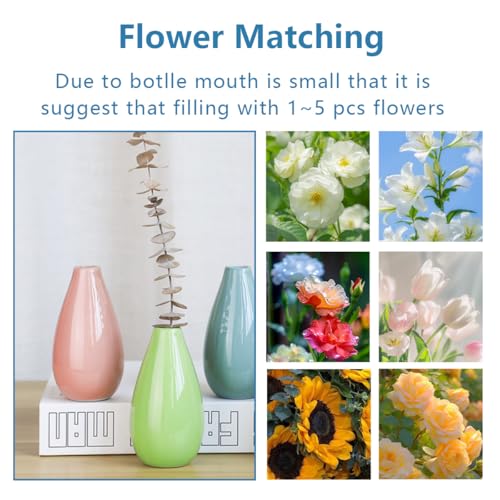 Colorful 4.1inch Ceramic Small Bud Vase Mini Single Stem Flower Vases Decorative Floral Holder for Home Office Table Decor (Green) - color: Green, size: 4.3inch