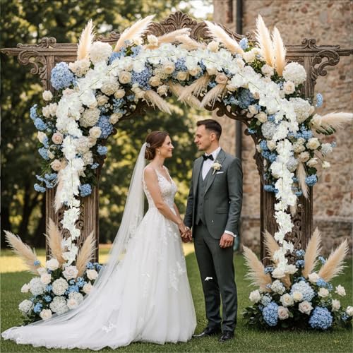 2Pcs Cherry Blossom Garland, 11.8ft White Flowers Garland, Artificial Cherry Flower Vines, Silk Cherry Blossom Vines Hanging for Home Wedding Garden Party Arch Office Decor (White)
