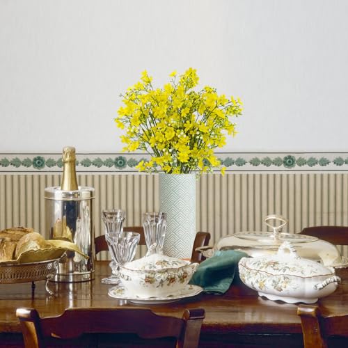 10 PCS Silk Flowers with Long Stems Artificial Flower for Tall Vase Outdoors Fake Babys Breath Bouquet Faux Floral Wedding Party Decoration Home Indoor Table Centerpiece Decor (Yellow) - color: Yellow