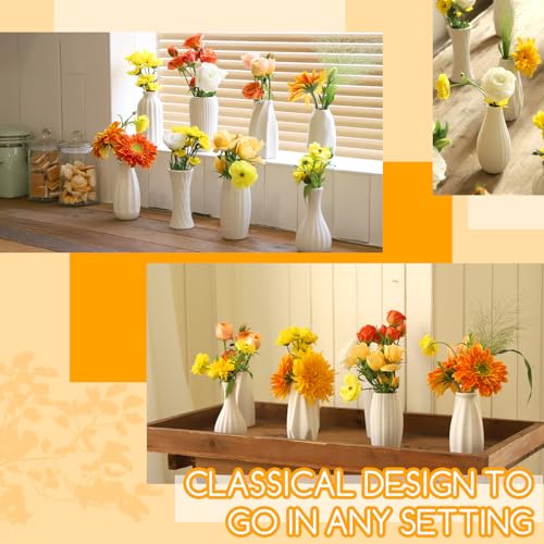 16packs Small White Ceramic Vases - Mini Flower Vases for Centerpieces, Boho Home Decor, White Bud Vase Set for Weddings Table Decor, Pampas Grass - color: White-set of 16