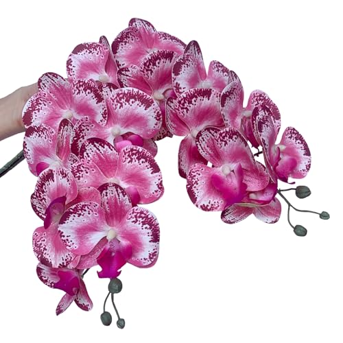 FagusHome 32 Inch Artificial Phalaenopsis Flowers 6 Pcs Artificial Orchid Flowers Stem Plants for Home Décor (Pink Piebald) - color: Pink Piebald