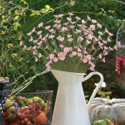 CITYES 10 Pcs Artificial Wildflowers with Stems Bulk Silk Spring Flowers 21 Inch Fake Forsythia Branches Pink Faux Wildflowers Floral Arrangements for Home Decor Indoor Outdoor Wedding Centerpieces - color: Pink