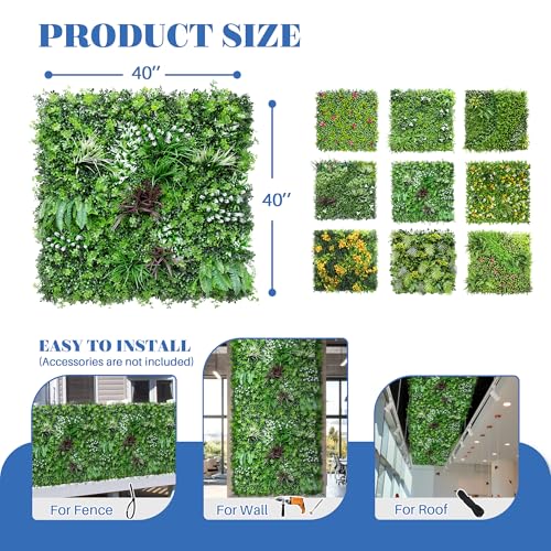 ECOOPTS 40"x40" Faux Ivy Privacy Fence Screen Artificial Boxwood Panels Topiary Hedge Plants for Indoor Outdoor Decoration, #5 Mixed Leave, 1 Pack - color: 40"x40" #5 Mixed Leave, size: 40"x40"