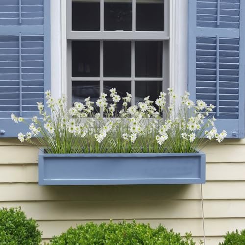 4 Pcs Artificial Plants Onion Grass Outdoor 37" Fake Tall Grass with Daisy Wildflowers White Artificial Wheat Grass Faux Shrubs Bush Greenery Stems for Indoor Garden Outside Office Home Decor - color: 4 Pcs-white Flowers