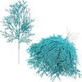 Winlyn 15 Pcs Teal Glitter Artificial Cedar Picks Sprays Christmas Floral Picks Faux Cedar Branches Stems Teal Christmas Tree Picks 15.4" H for Floral Arrangement Wreath Swag Winter Centerpiece - color: Teal
