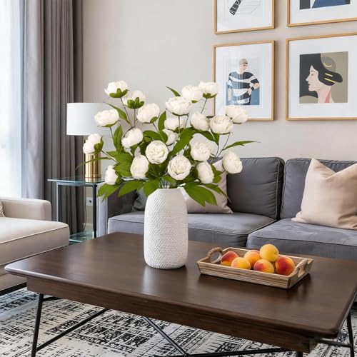 6Pcs Faux Peonies Artificial Flowers 27" White Peonies Faux Flowers for Vase Artificial Peony Flower Arrangement for Vase Filler DIY Bouquets Centerpieces Wedding Party Bridal Shower Decor - size: 6PCS