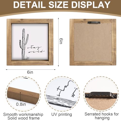 Western Wall Decor, Cactus Wall Art, Wood Southwest Desert Sign, Southwestern Living Room Aztec Home Farmhouse Table Desk Shelf Boho Decorations - color: Cactus-W