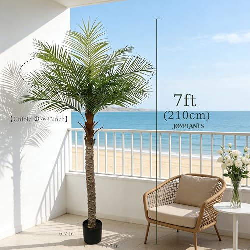 7ft Tall Artificial Palm Tree for Outdoor Indoor Decor,UV Resistant Faux Silk Plants Perfect for Patio Poolside Yard Living Room Office Decor - color: 7ft-1pole
