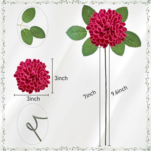 Artificial Flowers, 25pcs Artificial Rose for DIY Wedding Bouquets Centerpieces Arrangements, Hot Pink Dahlia Flowers with Stems for Bridal Shower Party Decoration - color: Hot Pink Dahlia, size: 25pcs