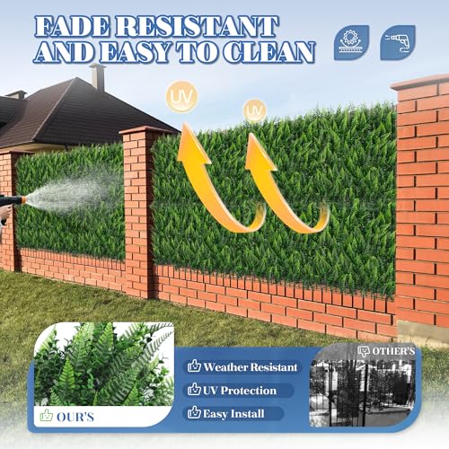 ECOOPTS 20"x20" Faux Ivy Privacy Fence Screen Artificial Boxwood Panels Topiary Hedge Plants for Indoor Outdoor Decoration, #10 Mixed Leaves, 6 Packs - color: #10 Mixed Leaves, size: 20"x20"
