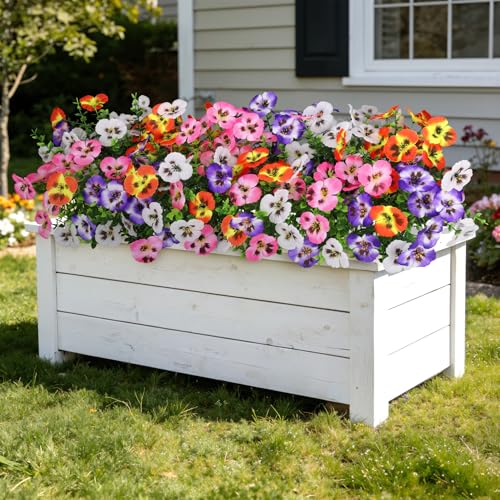 Ouddy Decor 20 Bundles Artificial Pansy Flowers for Outdoors, Fake Silk Flowers Faux Plants UV Resistant for Vase Table Planter Porch Yard Garden Indoor Outdoor Home Decor, Multicolor - color: Purple Pink Orange White