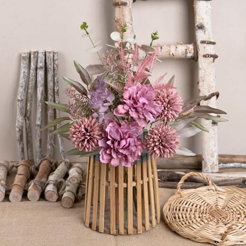 KIRIFLY Artificial Fake Flowers Plants Silk Flower Arrangements Wedding Bouquets Decorations Plastic Floral Table Centerpieces for Home Kitchen Garden Party Décor (Rose Pink) - color: Rose Pink