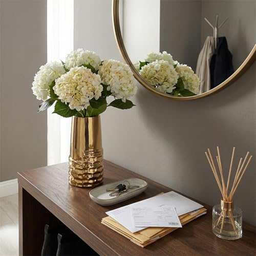 LCCCK 7.0" Gold Hammered Vase Home Decor, Elegant Ceramic Gold Flower Vase for Pampas Grass Decorative, Boho Small Cylinder Vases Centerpiece, Dining Table Living Room Jarrones Art - color: Green and Gold
