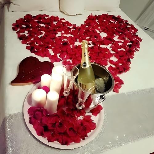 Grever 1000 Pieces Mother's Day Red and Black Artificial Silk Rose Petals Faux Flowers for Wedding Valentines Proposal Anniversary and Romantic Party Decoration (Red and Black) - color: Red and Black