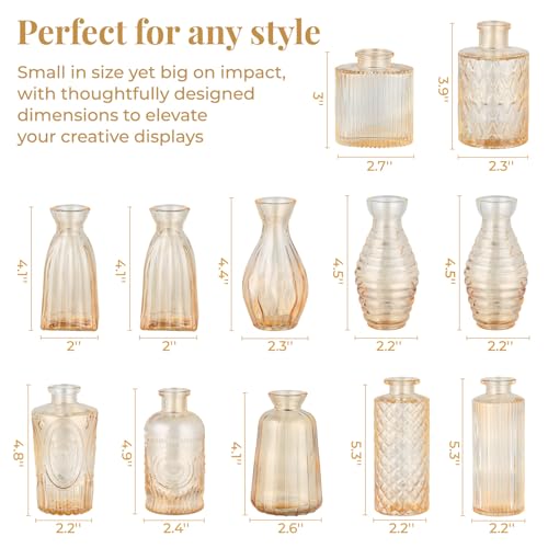 BEAHOT Bud Vase in Bulk - Flower Vases for Wedding Decorations, Glass Vase for Table Decorations, Small Vase for Home, Mother's Day, Centerpieces, Party, Office (32pack,Gpld) - color: Gold