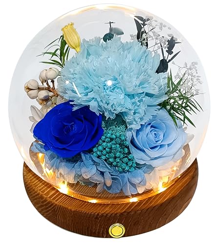 Valley of Rain & Forest Long-Lasting Real Flowers, Unique Floral Gift For You to Send Love for All Occasions, for Indoor Decoration (Light Blue Carnation, Blue Rose, Light Blue Rose) - color: Light Blue Carnation, Blue Rose, Light Blue Rose