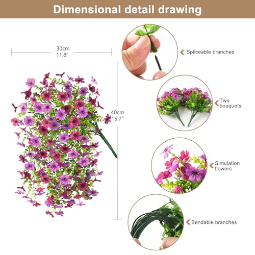 ZFProcess Artificial Hanging Flowers for Outdoors Spring Decoration, 2PCS Silk Fake Daisy Realistic Outdoor Flowers UV Resistant Porch Patio Window Yard Decor(Light Purple Red) - color: Light Purple Red