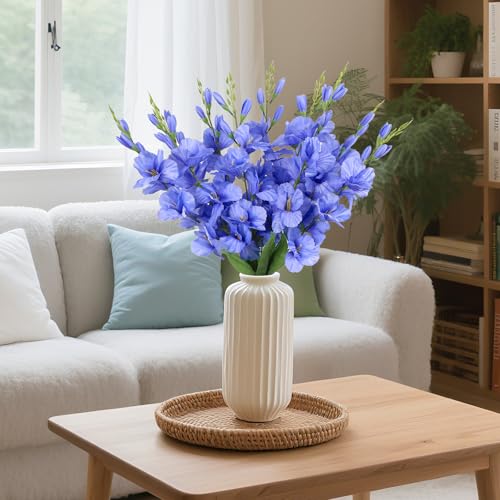 2 Bundles Royal Blue Gladiolus Artificial Flowers 10 Heads 26.38" Silk Flowers Faux Gladiolus Flowers for Wedding Centerpieces, Home Table Party Decor(Royal Blue) - color: Dark Blue