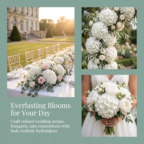 AVIVIHO 20Pcs White Hydrangea Artificial Flowers Bulk Realistic Silk Faux Hydrangea Heads with Stems Ivory Fake Flowers for Wedding,Party,Home,Table Centerpieces, Arch,Baby Shower,Party DIY Decoration - color: Ivory, size: 20PCS