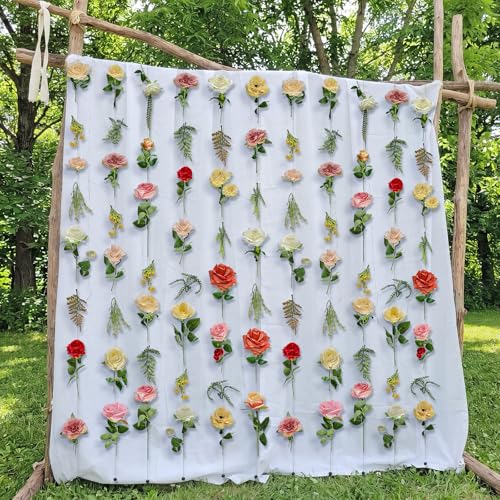 XunYee 6 Pcs 35.4 ft Flower Garlands Artificial Wildflower Vines Floral Hanging Backdrop Fake Flower Garlands Faux Silk Wildflower Vine for Wedding Bridal Shower Home Garden Wall Arch Decor (Vibrant) - style: Vibrant