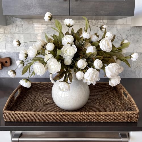 Thiccywoov 12 Pcs Faux Peony Stems Flowers Bulk Vintage Artificial Silk Peonies Stems Real Look Fake Peonies Branch for Vase Filler DIY Bouquet Centerpiece Home Indoor Outdoor Decor (Beige) - color: Beige