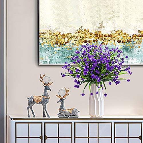 Grunyia Artificial Flowers, 20 Bundles Outdoor Fake Flowers for Decoration UV Resistant Faux Plastic Plants Garden Porch Window Box Décor (Blue) - color: Blue