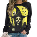 MARSVOVO Witch Sweatshirts For Women Novelty Halloween Witch Print Spooky Season Fashion Party Long Sleeve Fall Tops - color: A Black, size: 3X-Large