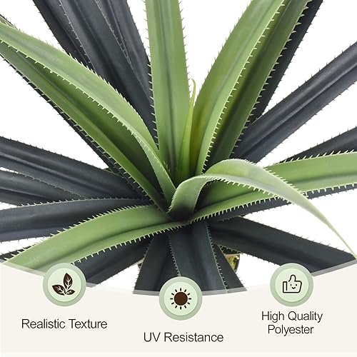 4ft Artificial Spiked Agave Plant, 48inch Faux Agave Plants Indoor Realistic Floor Plant Perfect for Front Porch, Patio, Indoor Outdoor Home, Office Decor (Set of 2) - size: 4ft