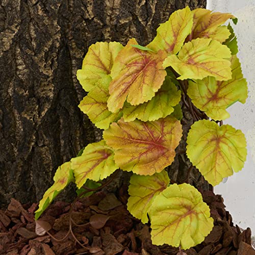 Reptile Plants for Terrarium, Amphibian Habitat Decor Artificial Hanging Plants with Suction Cup - Fake Heuchera Micrantha Yellow - color: Fake Heuchera Micrantha Yellow