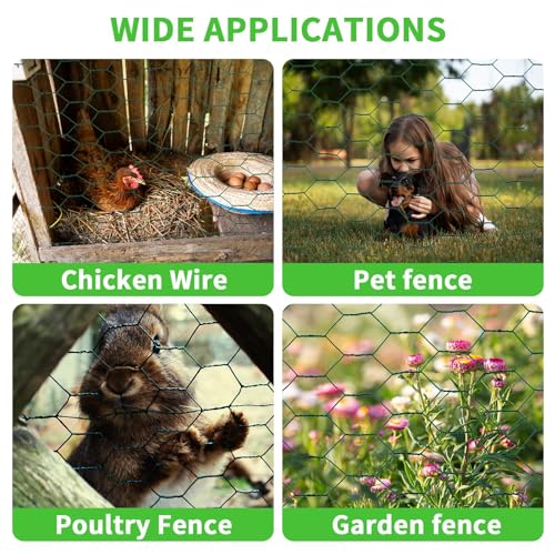 36 x 1200 InchesChicken Wire for Floral Arrangements, Green Chicken Wire, Hexagonal Galvanized Wire Mesh for Poultry Barrier, Flower Arrangement, Crafts and Garden, Green - color: Green, size: 36 x 1200 Inches