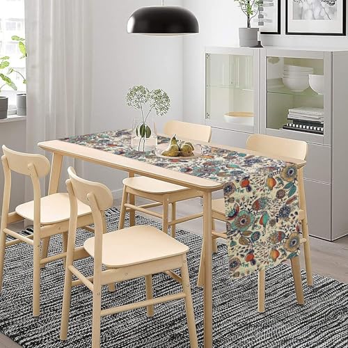 Vintage Boho Floral Table Runner Rustic Botanical Bohemian Art Abstract Flowers Dinner Runner for Farmhouse Kitchen Party Holiday 36X13inch - color: Bohoflower-12, size: L36"x W13"