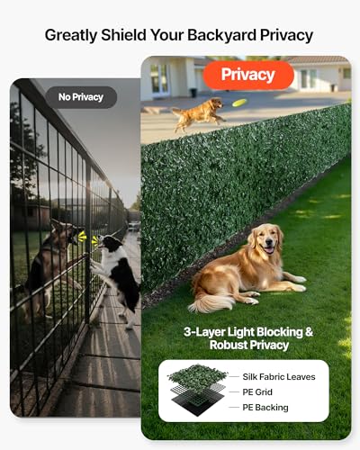 VEVOR Artificial Ivy Privacy Fence Screen, 59 x 98 in Faux Ivy Vine Leaf Hedges Fence, Greenery Privacy Fence with Mesh Cloth Backing, Green Wall Decoration for Outdoor Garden, Yard, Balcony - color: Ivy with Green Mesh Backing, size: 59 x 98 inch