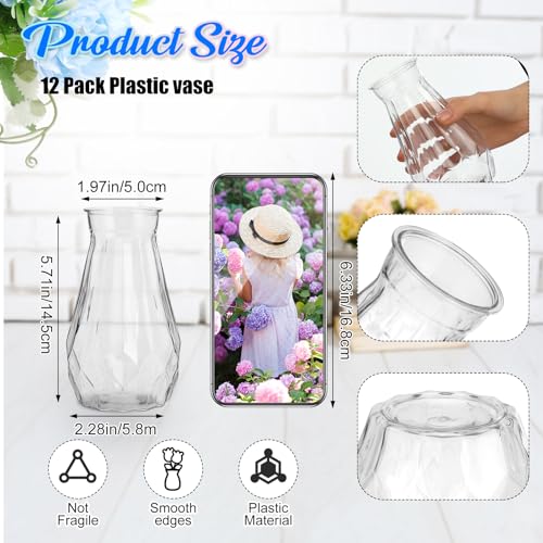 Zeyune 37 Pack Artificial Peonies Flowers with Bud Vase Bulk 24 Bundles Silk Peonies Bouquets 12 Plastic Clear Vase with 1 Rope Fake Flowers for Table Centerpiece Vases(Blue,Perfume) - color: Blue, style: Perfume