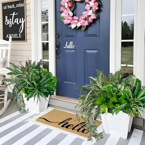 Artificial Plants Faux Greenery for Outdoor Porch Planter, UV Resistant Fake Realistic Large Shrubs Bushes Green Filler for Summer Spring Outside Front Door Patio Decoration, 8 Bundles - color: Green