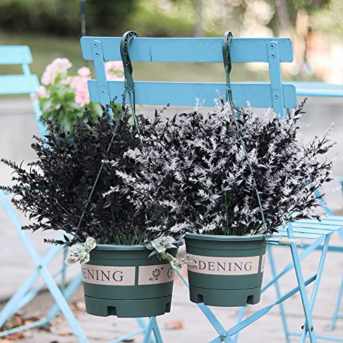RECUTMS Black Artificial Flowers, Fake Outdoor UV Resistant Plants Faux Plastic Greenery Shrubs Indoor Outside Hanging Planter Home Kitchen Office Wedding, Garden Decor(Black) - color: Black, size: 36 Bundles