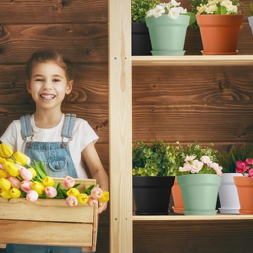 Mumufy 54 Pack 4 Inch Plant Pots Bulk Small Planter with Drainage Hole and Saucer Small Plastic Pots for Flowers Succulent Cactus and All House Indoor(Classic) - color: Classic