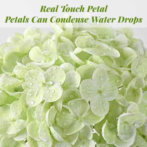 MARTINE MALL 2Pcs 21in Hydrangea Artificial Flowers, Latex Real Touch Hydrangeas Lifelike Large Hydrangea Flowers for Home Decor Party Arrangements Wedding Bouquets Centerpieces (Light Green) - color: Light Green, size: 2Pcs