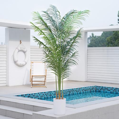 Faux Palm Tree 6.6Ft Tall Artificial Plants Indoor Silk Green Floor Big Large Fake Potted Plant Artificial Decor for Home Office Living Room Outdoor