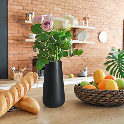 D'vine Dev 8 Inch Ceramic Flower Vase Matte Finishing, Minimalist Design for Home Décor, Bedroom, Living Room, Centerpieces, Office, Ebony Black, VS-XH-E-1 - color: Ebony Black, size: 8 Inch