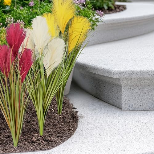 Collections Etc Faux Pampas Grass Picks - Set of 3 - Outdoor or Indoor Decorative Accent, White