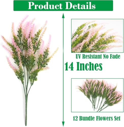 Artificial Lavender Flowers 6 Pieces for Wedding Decor and Table Centerpieces, Lifelike Fake Plant Bouquet to Brighten up Your Home Garden Valentine's Day Indoor Outdoor Decor (Pink) - color: 6bundles--lavender Pink