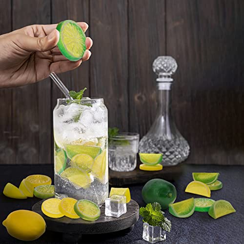 Woration Fake Lemons Limes & Slices Blocks Set, 20Pcs Artificial Decorative Faux Assorted Fruits for Home Office Weddings Table Centerpiece Party Decor Lemon Theme - color: Lime&lemon